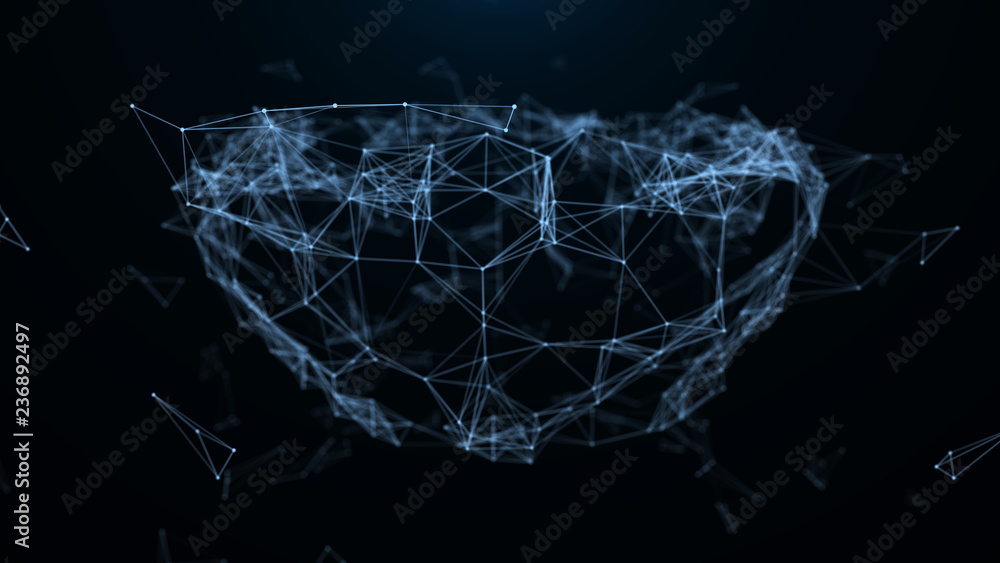 Poster abstract grid wormhole. 3d portal. wireframe tunnel. futuristic technology style. abstract 3d