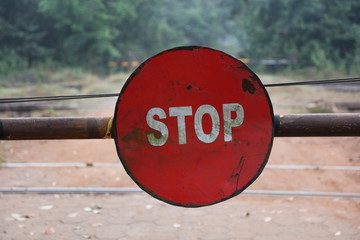 STOP sign at railway crossing 5615