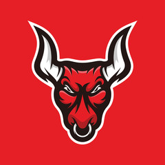 Bull illustration mascot logo, bison bullock buffalo vector icon
