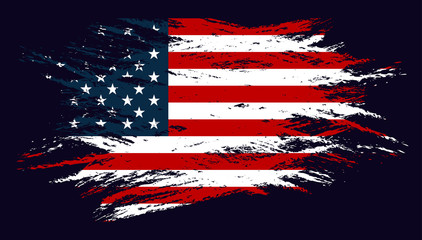 Grunge Flag of the USA. Vector illustration in with grunge texture. 
