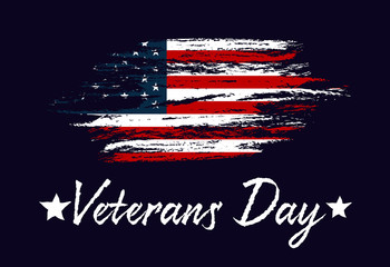 Veterans Day Handmade calligraphy hand lettering. American flag. 