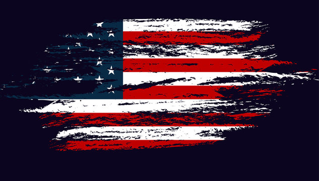 Grunge Flag of the USA. Vector illustration in with grunge texture. 