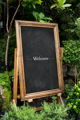Welcome wooden frame board mockup