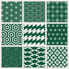 Japanese-inspired pattern vector set