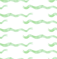 Watercolor hand drawing seamless pattern with wavy ribbon, beautiful color theme decoration background for design