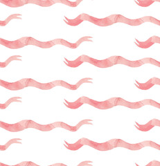 Watercolor hand drawing seamless pattern with wavy ribbon, beautiful color theme decoration background for design