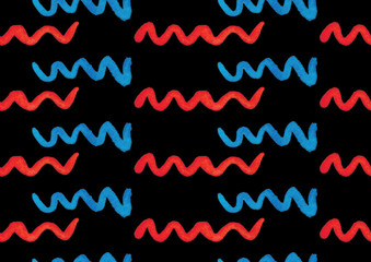 Watercolor hand drawing seamless pattern with wavy ribbon, beautiful color theme decoration background for design