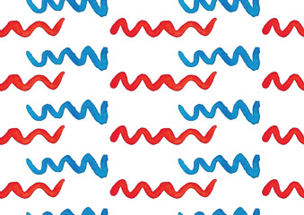 Watercolor hand drawing seamless pattern with wavy ribbon, beautiful color theme decoration background for design