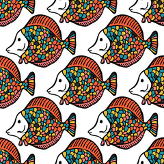 fish vector illustration. Tropical fish, sea fish, aquarium fish. Seamless pattern