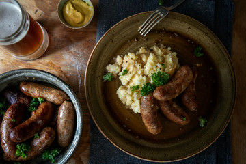 Homemade pork sausages for dinner