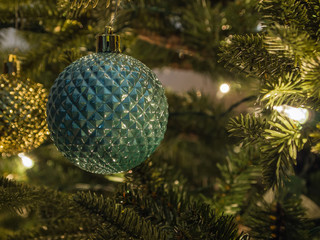 Closeup of various Christmas decorations, santa, rudolph, holiday, macro, christmas village, christmas figurines.