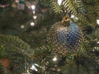 Closeup of various Christmas decorations, santa, rudolph, holiday, macro, christmas village,...