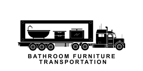 Detailed bathroom furniture transporting truck illustration