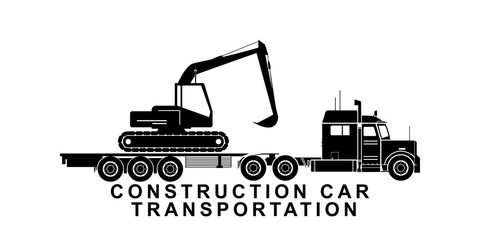 Detailed construction car transporting truck illustration