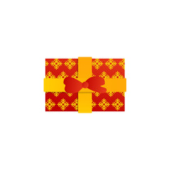 Color gift box with ribbon isolated Vector illustration.