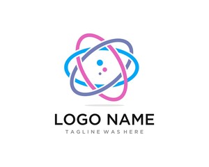 Rotation atom flat color. Icon Logo Template. 