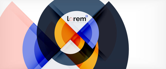 Fototapeta premium Modern geometric circles abstract background, colorful round shapes with shadow effects