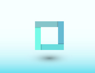 A blue square business logo with shadow on light background vector illustration