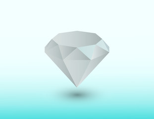 A white shiny valuable diamond stone for jewellery on blue background vector illustration