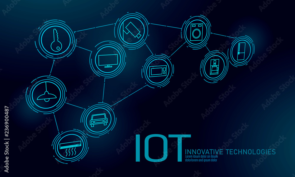 Poster internet of things icon innovation technology concept. smart city wireless communication network iot