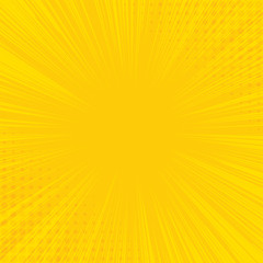 Obraz premium Żółte tło z efektem kreskowania i półtonów. Projekt retro sztuka wektor pop-artu