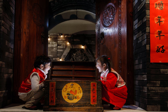 Boys and girls find chest of joy