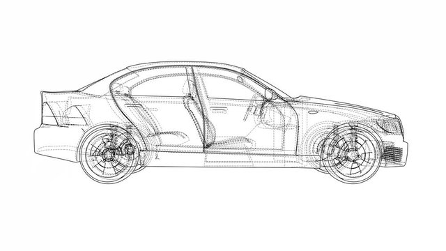 Concept car blueprint style video