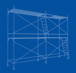 3D outline scaffold. Vector rendering of 3d