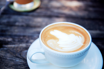 Coffee cup of closeup on table.