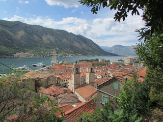 Naklejka na ściany i meble View of Kotor bay and the city of Kotor, Montenegro