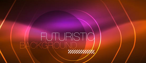 Neon glowing wave, magic energy and light motion background. Vector wallpaper template