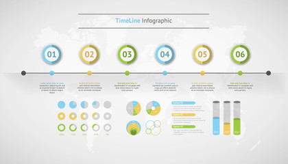 Timeline vector infographic. World map