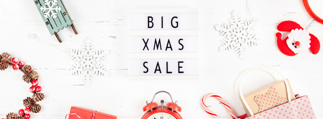 Fototapeta na wymiar Big Christmas sale text lightbox white background