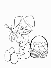 Easter coloring. Black and white raster illustration for coloring book.