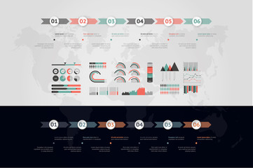 Timeline vector infographic. World map