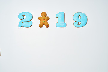 Gingerbread cookies on white background.