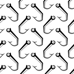 Fishing Hook Icon Seamless Pattern