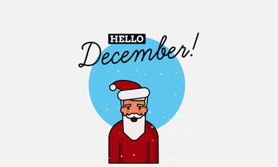 Hello December with Santa Claus Illustration 