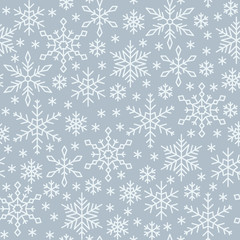 Snow flake line seamless pattern winter background