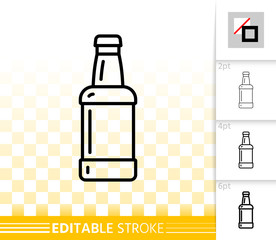Beer glass bottle simple black line vector icon