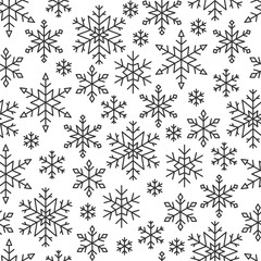 Snow flake line seamless pattern winter background