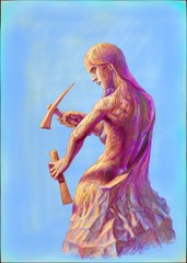 women's wooden statue (the clip itself)