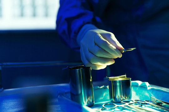 The doctor in the operating room for surgery
