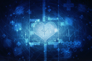 Heart with cardiogram - 2D illustration