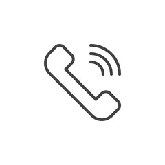 Phone call outline icon. linear style sign for mobile concept and web design. Handset telephone simple line vector icon. Symbol, logo illustration. Pixel perfect vector graphics