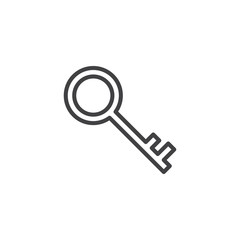 Key outline icon. linear style sign for mobile concept and web design. Door key simple line vector icon. Password Symbol, logo illustration. Pixel perfect vector graphics