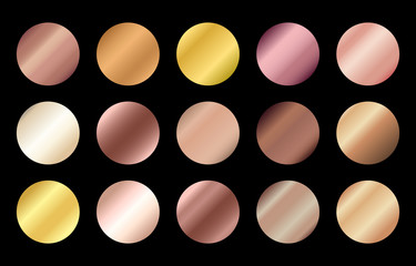 Luxury metallic  gradient collection, Silver Gold, Rose Gold, Copper, Foil texture design for Wedding colour schemes, Invitation Card, Vip Banner ribbon, label design Vector 