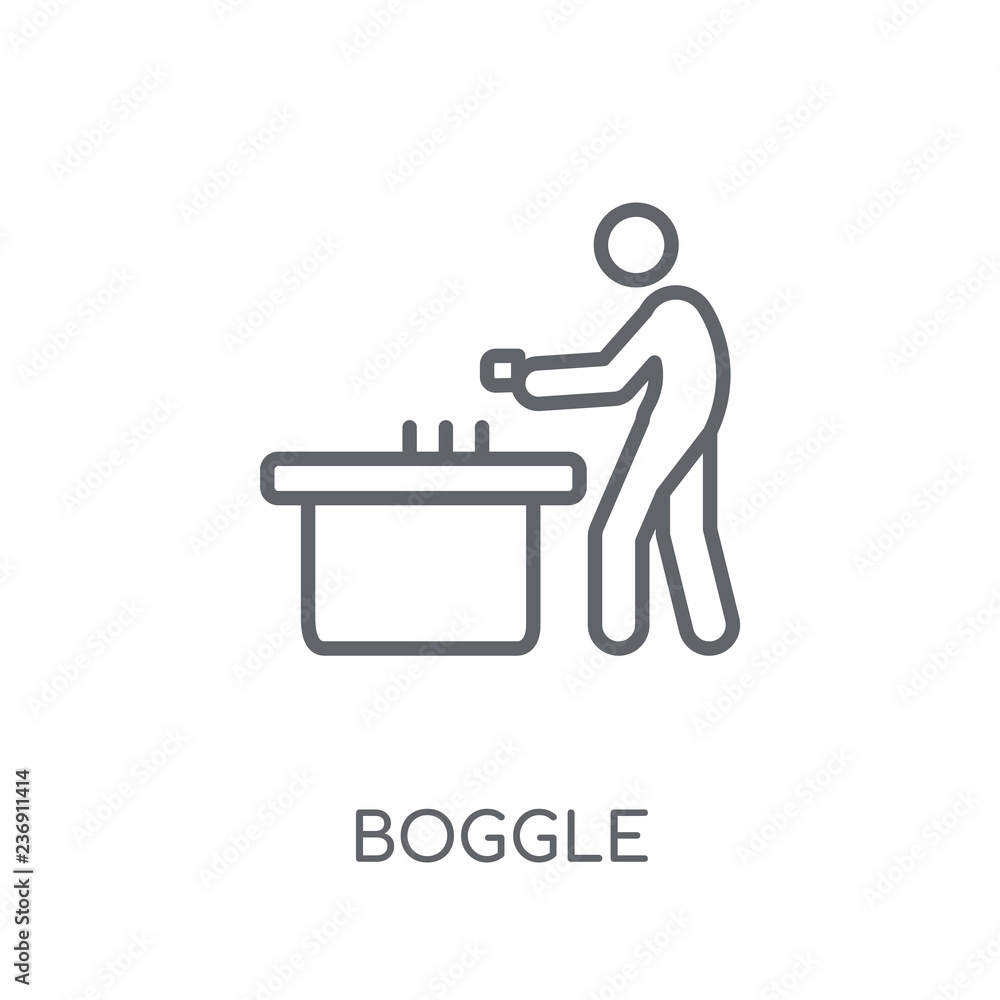 Poster boggle linear icon. modern outline boggle logo concept on white background from activity and hobbies