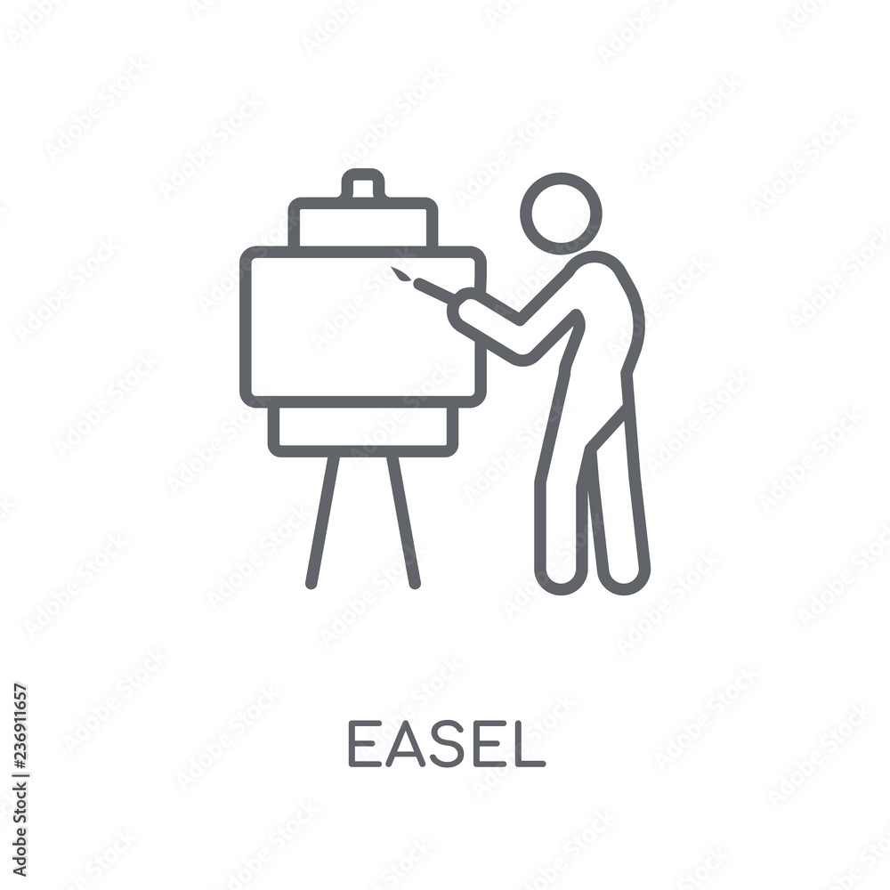 Poster easel linear icon. modern outline easel logo concept on white background from activity and hobbies c