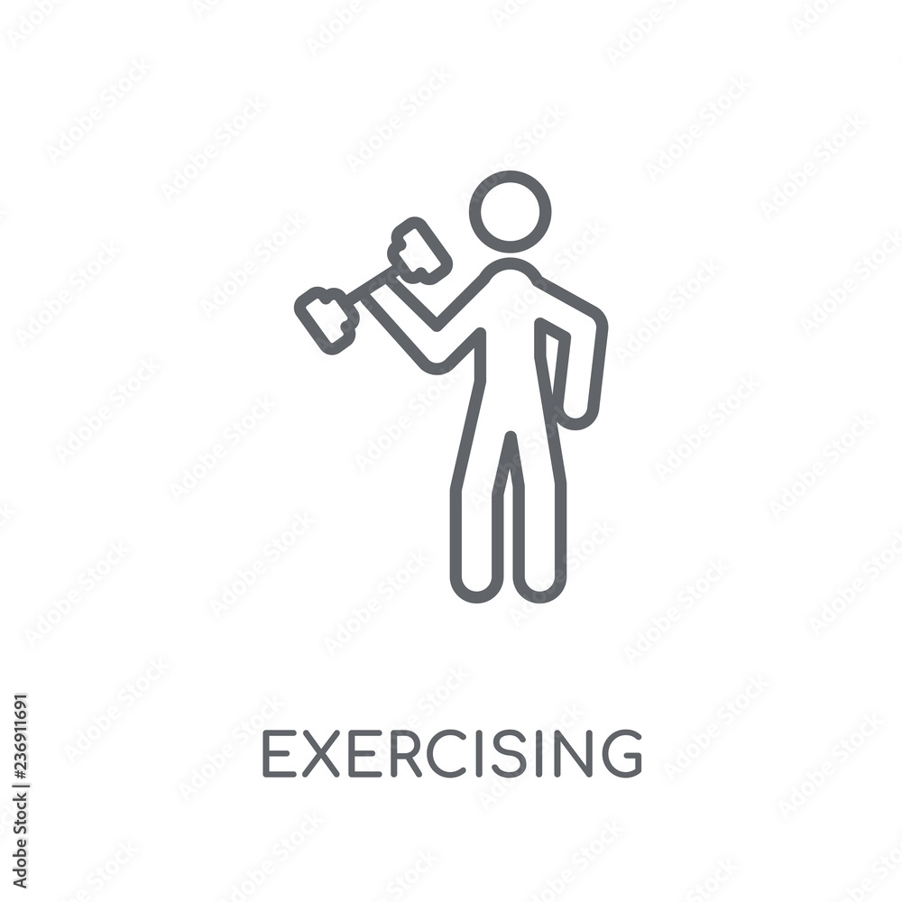 Poster exercising linear icon. modern outline exercising logo concept on white background from activity and